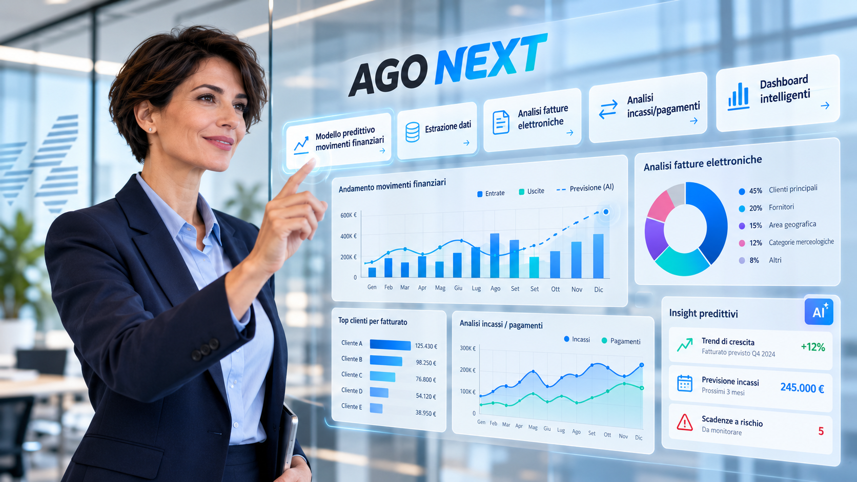 Professionista al lavoro su un computer in un ufficio moderno